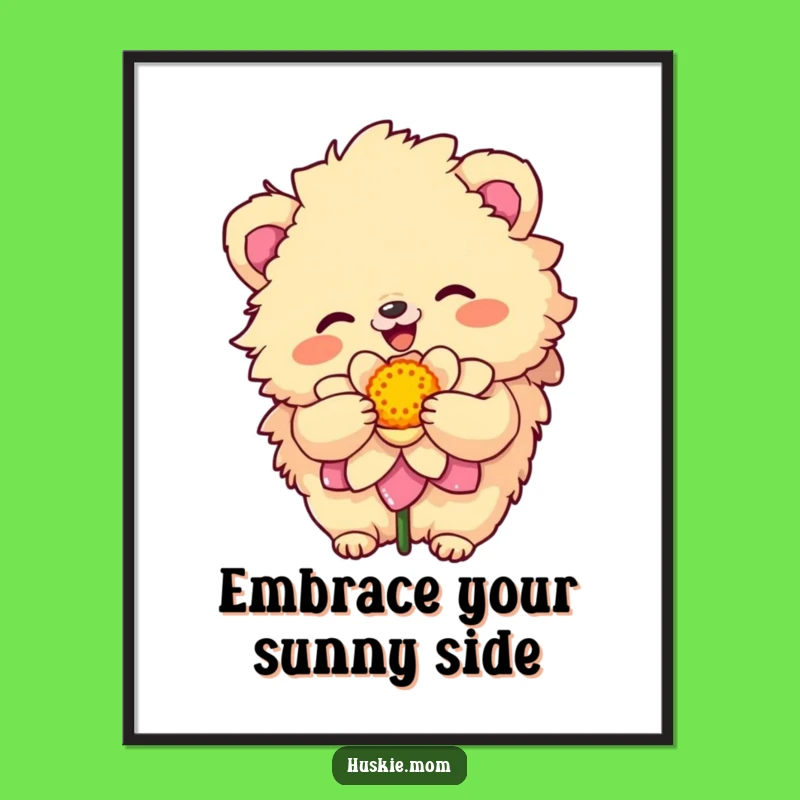 Free Printable Wall Art: Sunny Animal Embracing Bloom - Downloadable Funny Decor