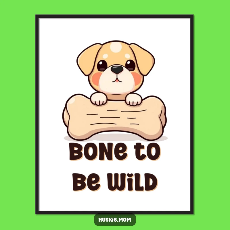Free Printable Wall Art: Dog Peeking Behind Bone - Funny Canine Decor Download