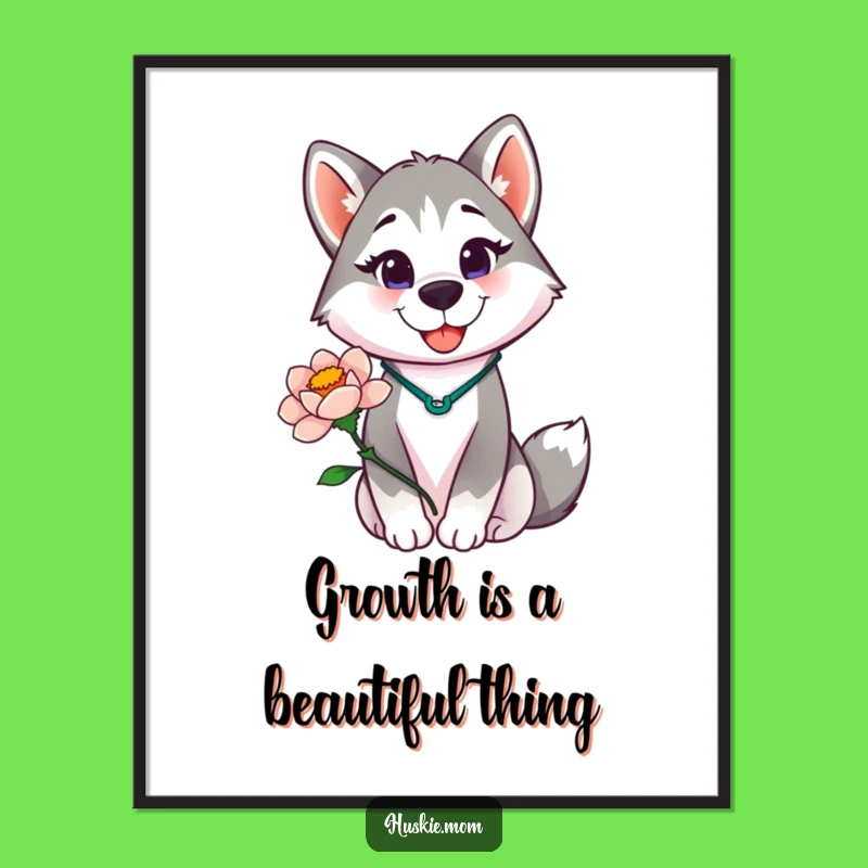Free Printable Wall Art: Proud Husky Lady Flower Downloadable Decor