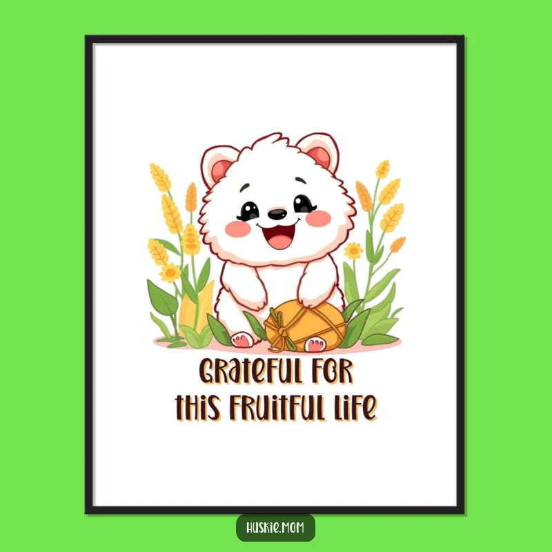 Funny Free Printable Wall Art: Grinning Fluffy Animal Harvest Delight Downloadable Decor