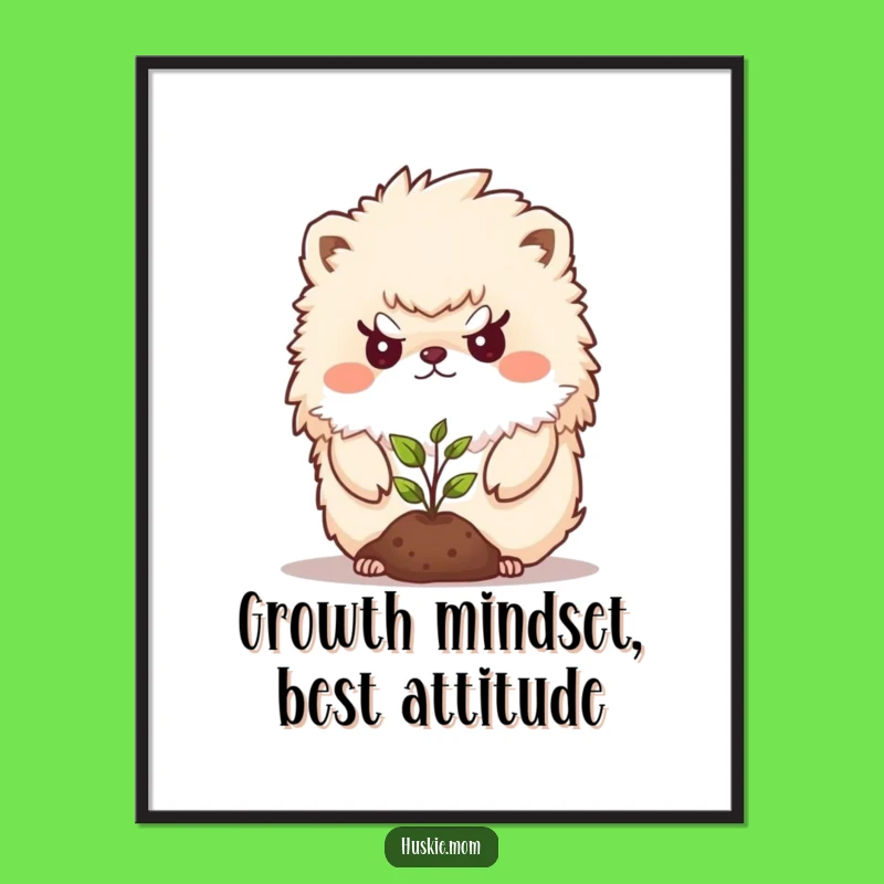 Free Printable Wall Art: Determined Fluffy Animal Seedling Guardian - Downloadable Funny Decor