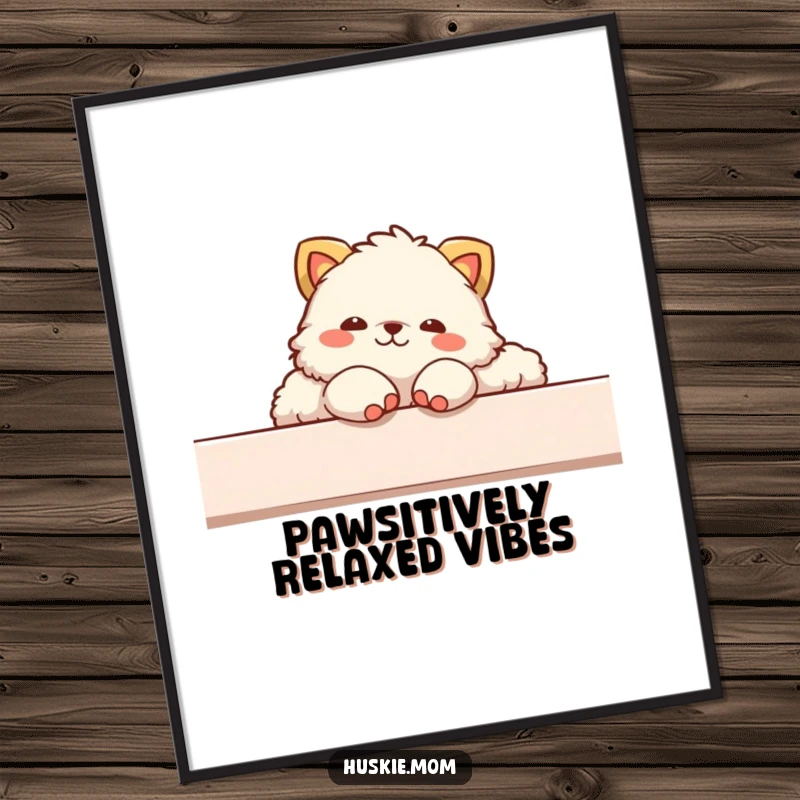 Funny Free Printable Wall Art: Fluffy animal lounging comfortably, paws dangling over the edge, embodying pure chill.