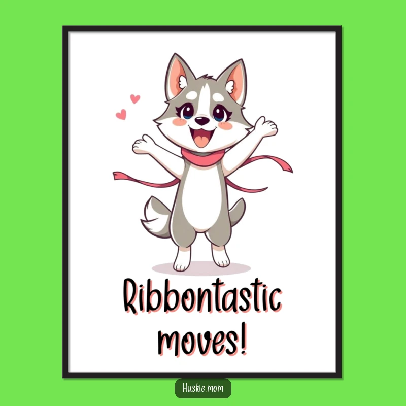 Free Printable Wall Art: Energetic Husky Lady Dance Downloadable Decor