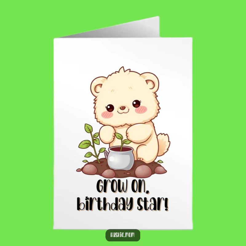 Funny Free Printable Birthday Card: Caring Animal Garden Growth Gift