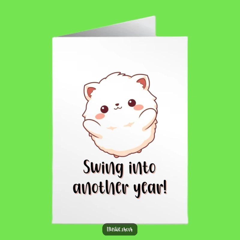 Peaceful Fluffy Animal Swinging Birthday Card - Free Printable Download