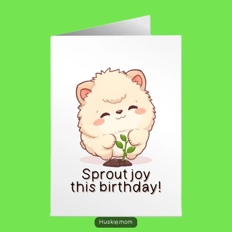 Free Printable Funny Birthday Card: Curious Sprout Nudger Fluffy Animal DIY Humor