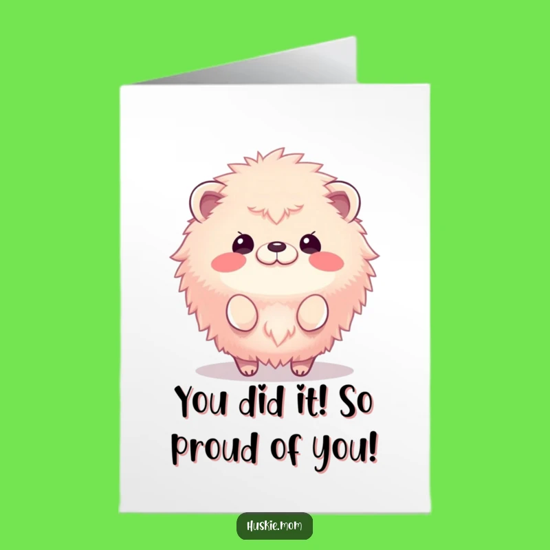 Free Printable Congrats Card: Bouncing Fluffy Animal! Funny Downloadable for Achievements, Great DIY Gift