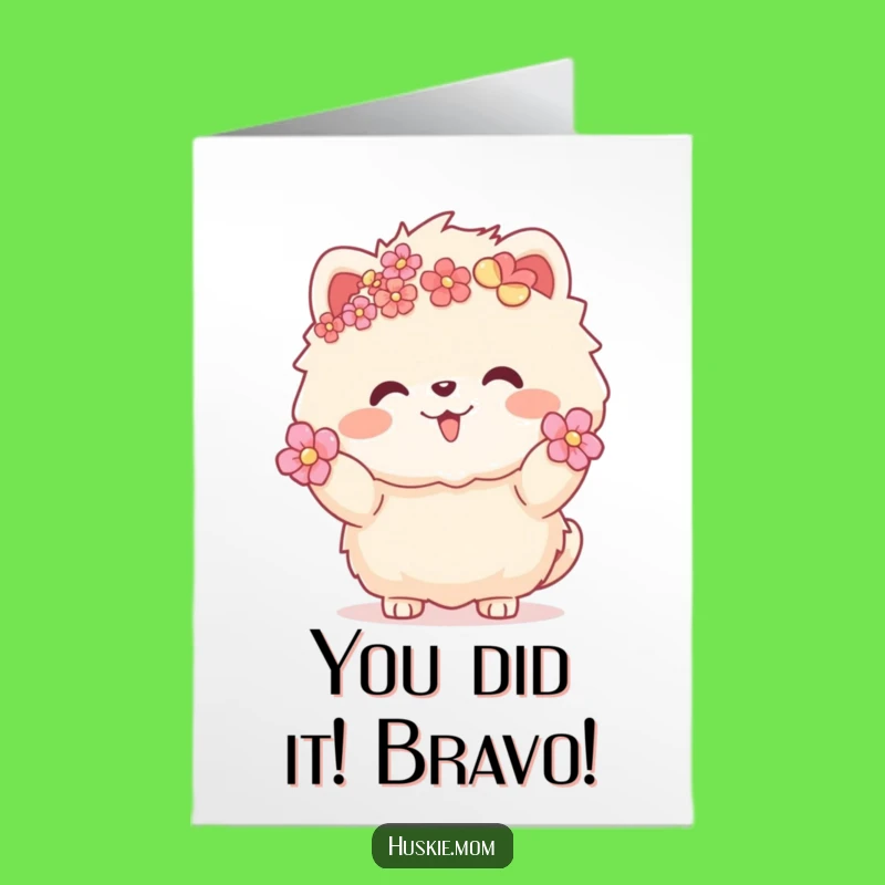 Free Printable Congrats Card: Fluffy Animal Flower Fur Funny Celebration