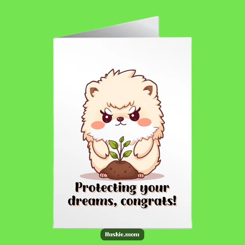 Free Printable Congrats Card: Fluffy Animal Shields New Growth - Downloadable Funny Gift