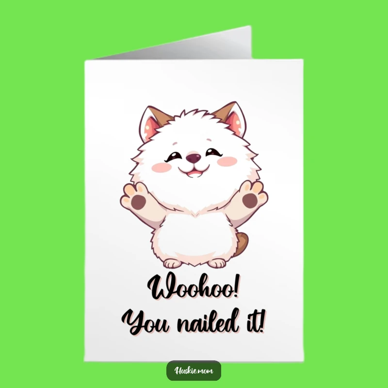 Free Printable Congrats Card: Goofy Fluffy Animal Victory Dance - Downloadable Funny Gift