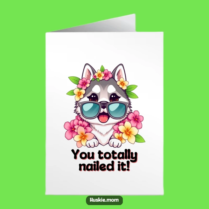 Free Printable Congrats Card: Husky Lady Aloha Celebration Downloadable Gift