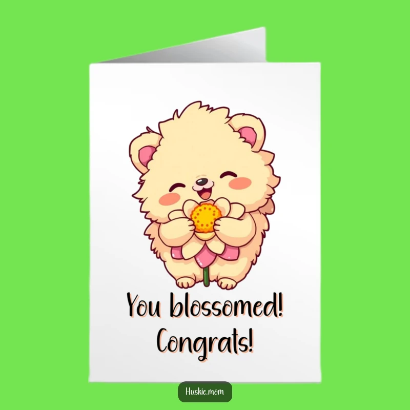Free Printable Congrats Card: Sunny Animal & Bloom Celebration - Downloadable Funny Gift