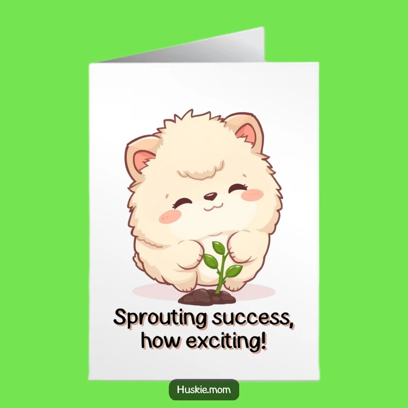 Free Printable Congratulations Card: New Beginnings Fluffy Animal Downloadable Joy