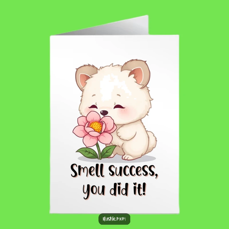 Free Printable Congratulations Card: Fluffy Animal Flower Discovery Downloadable Gift