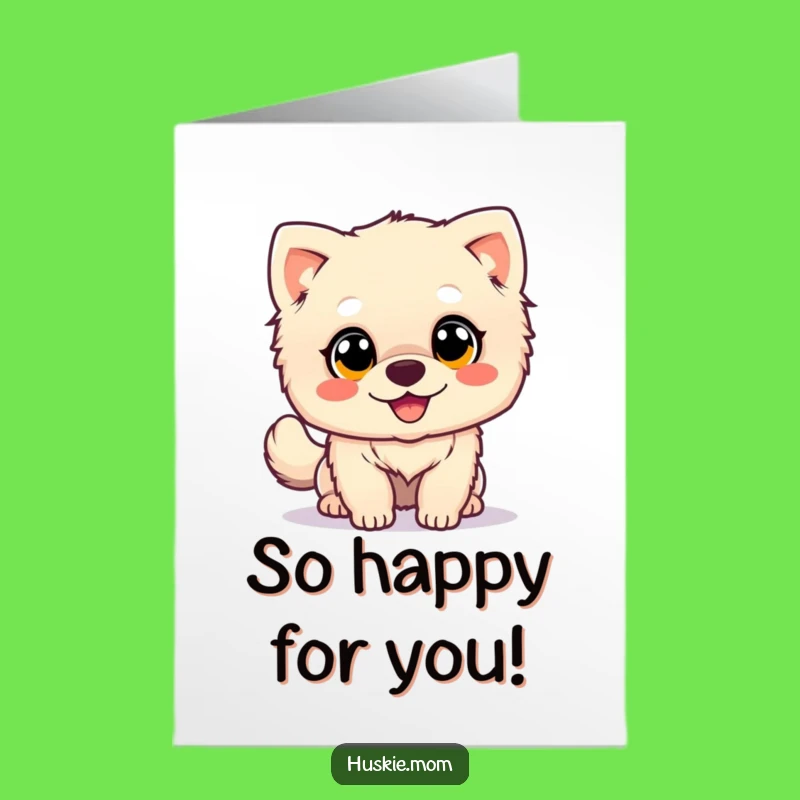 Free Printable Congratulations Card: Happy Fluffy Dog Tail Wag - Celebrate with Downloadable Art