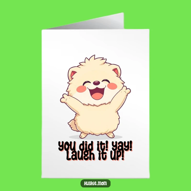 Free Printable Congrats Card: Laughing Creature, Dynamic Downloadable Gift for Triumphant Moments