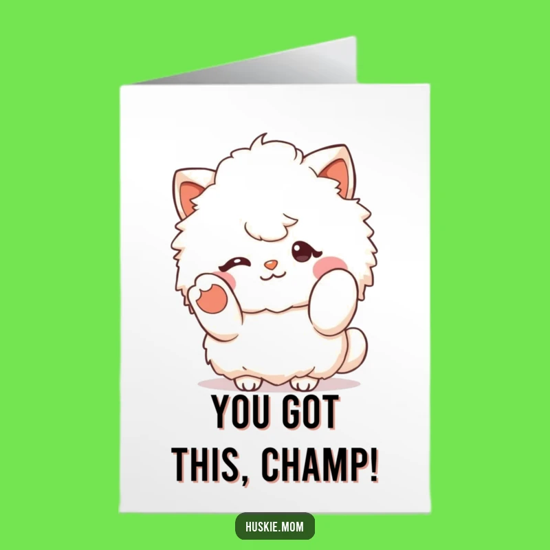 Free Printable Fluffy Congrats Card: Winking Gesture, Humorous Downloadable
