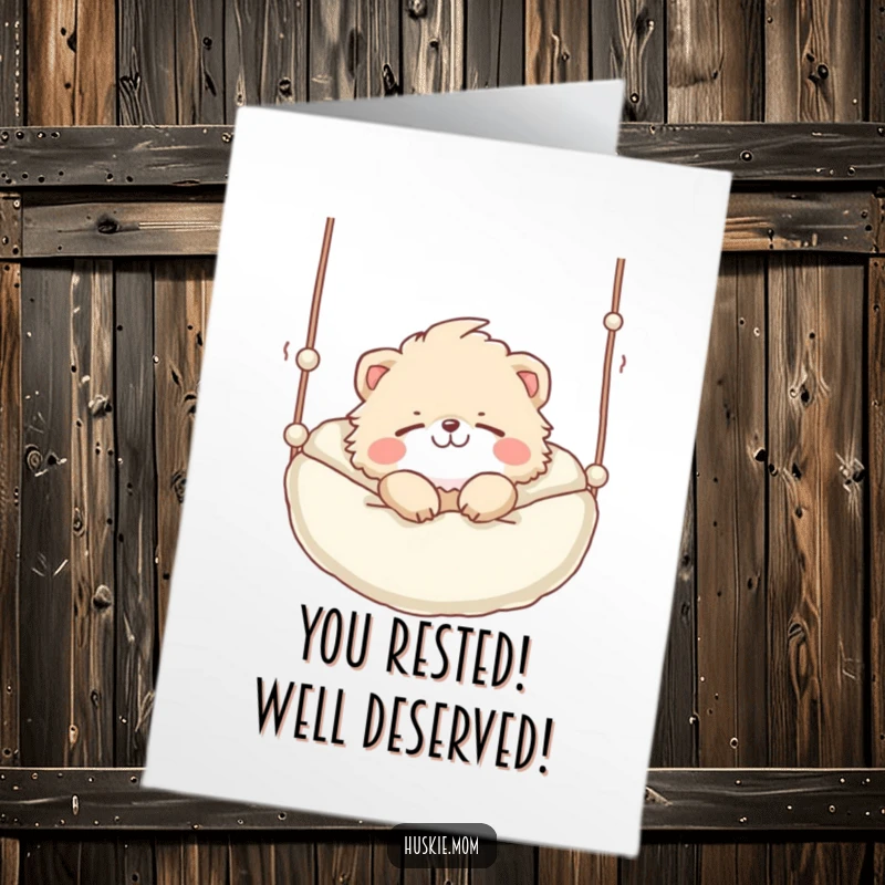 Funny Free Printable Congratulations Card: A fluffy animal grinning while sleeping peacefully, perfect for a downloadable congrats.