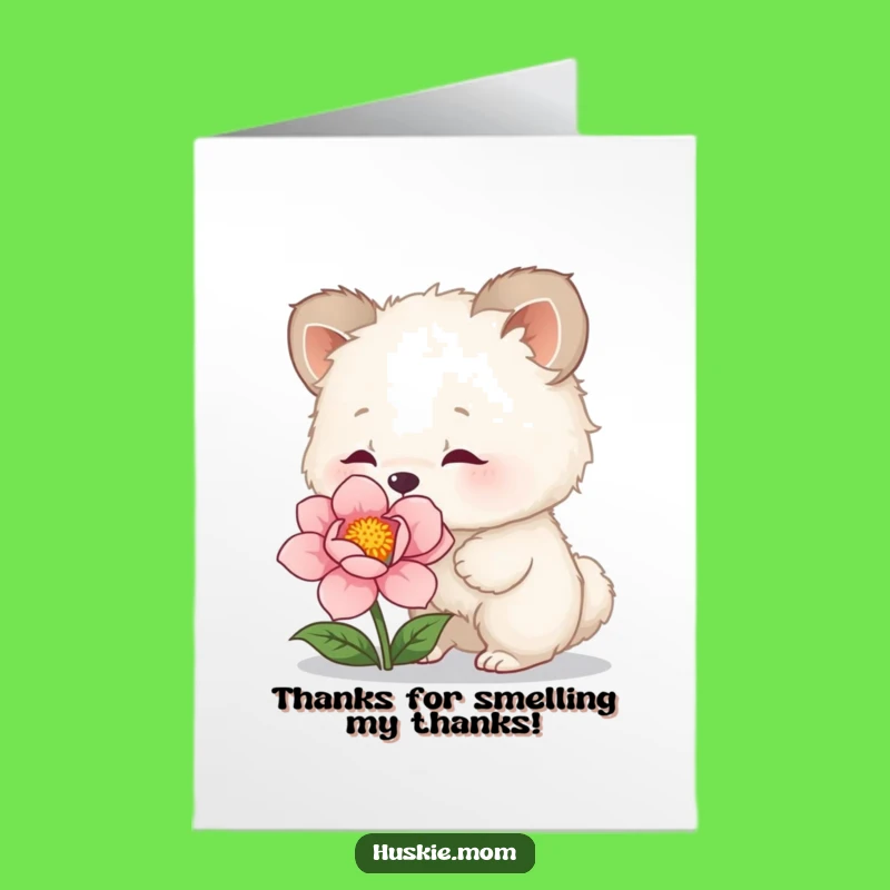 Free Printable Thank You Card: Fluffy Animal Flower Appreciation Downloadable Gift