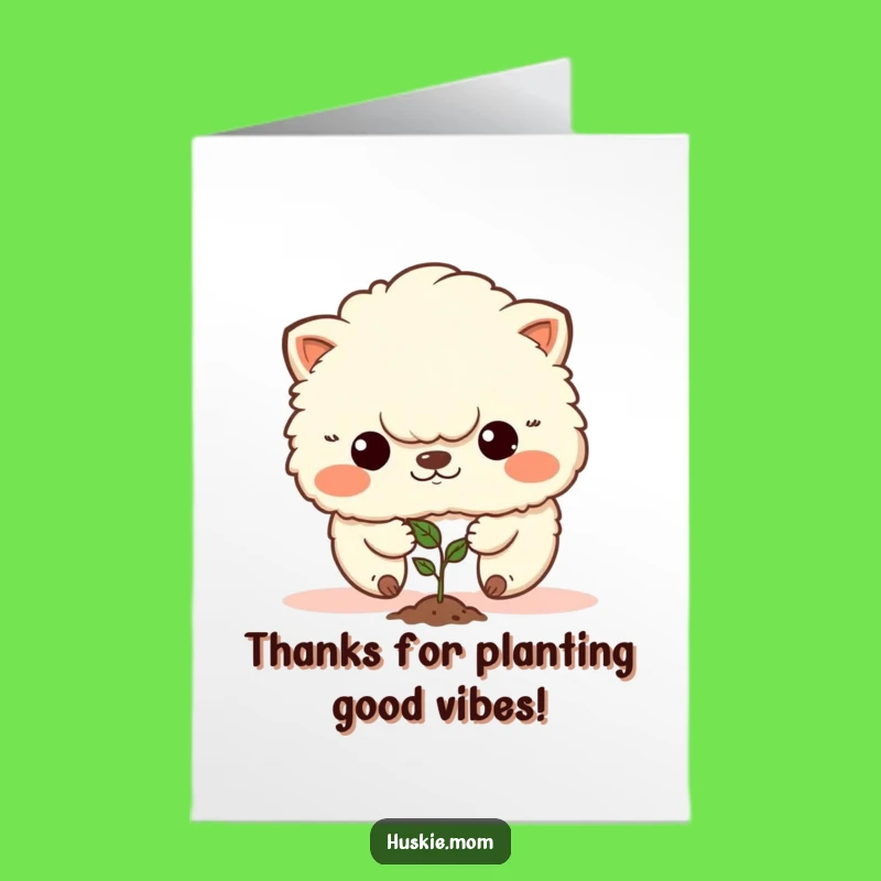 Free Printable Thank You Card: Fluffy Animal Plants Seed! Funny Downloadable Gift for Gratitude, Easy Print at Home