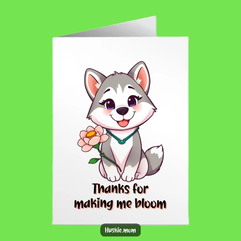 Free Printable Thank You Card: Grateful Husky Lady Bloom Greeting