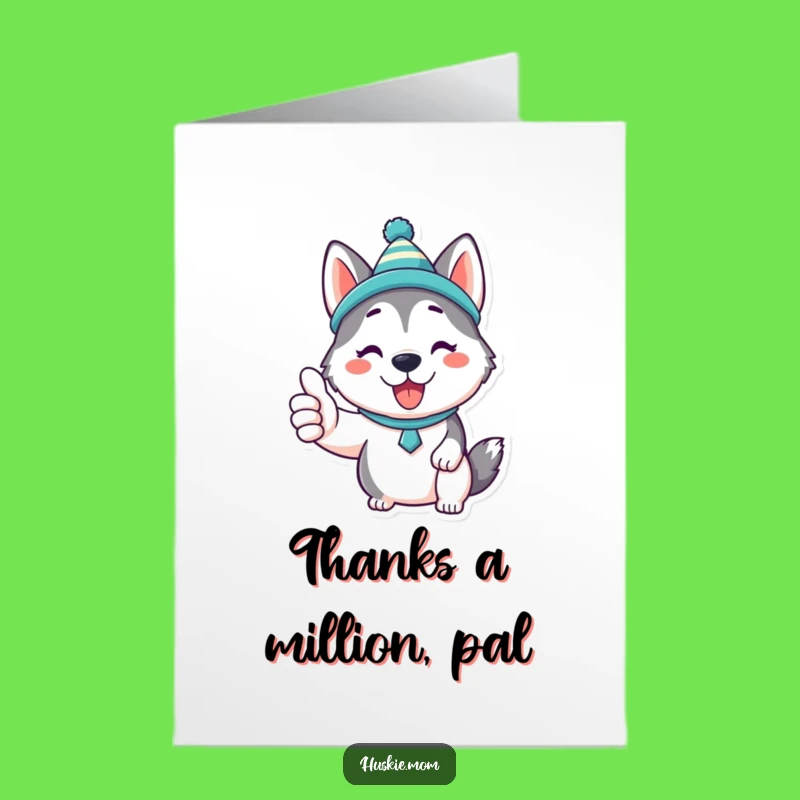 Free Printable Thank You Card: Kawaii Husky Thumbs Up Downloadable Gift