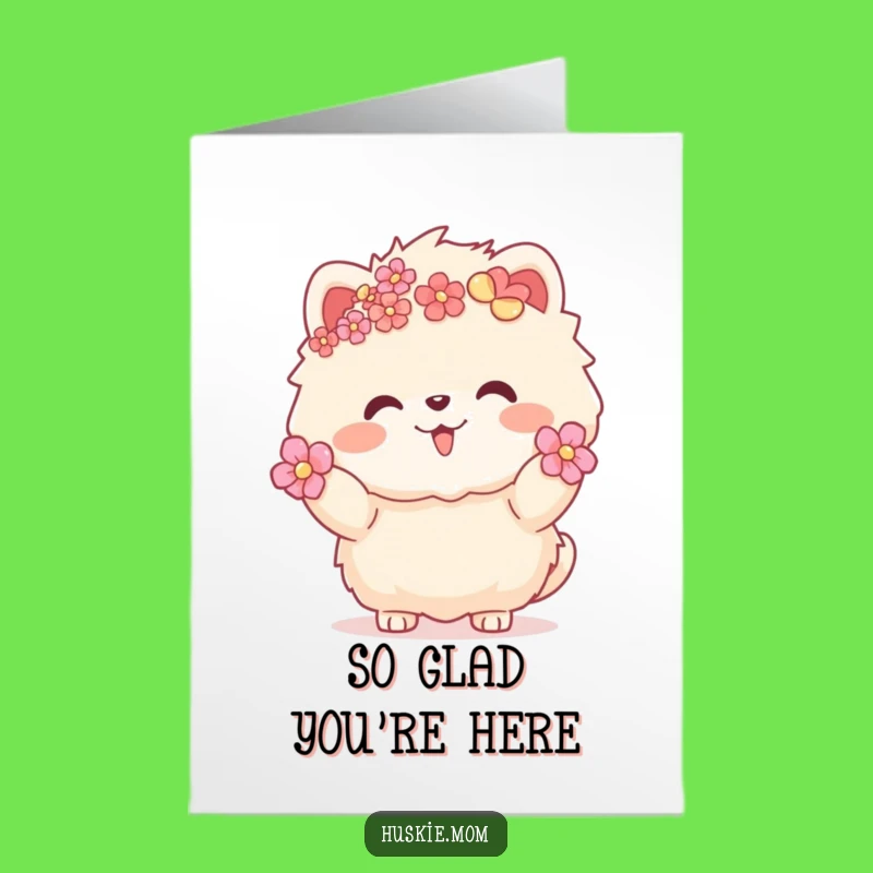 Free Printable Thank You Card: Fluffy Flower Fur Animal's Grateful Hello