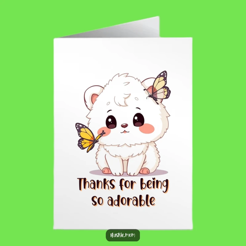 Free Printable Thank You Card: Curious Animal & Butterfly - Easy Download