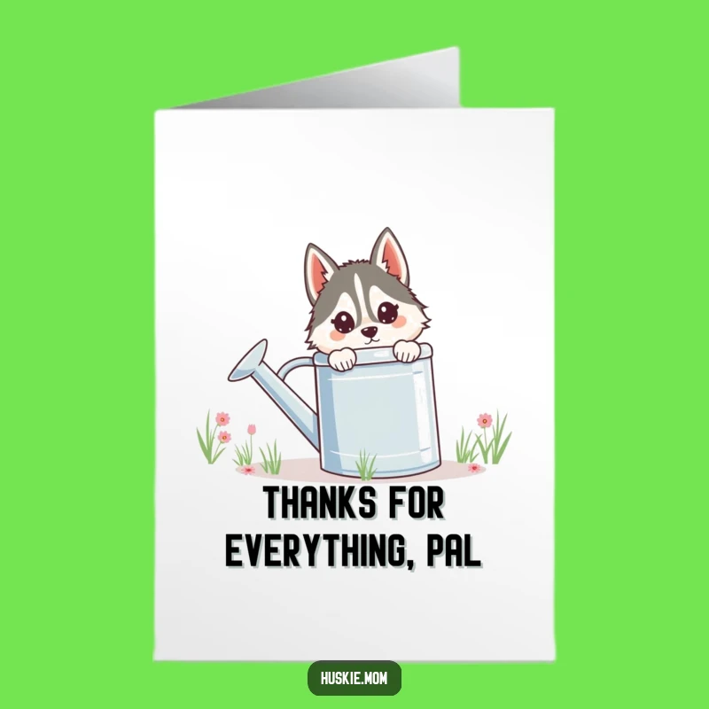 Free Printable Thank You Card: Grateful Husky Lady Watering Can Design