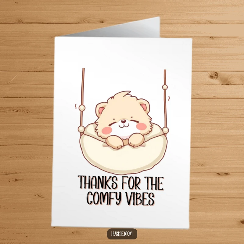 Funny Free Printable Thank You Card: A fluffy animal snoozing with a playful grin, conveying thanks, downloadable.