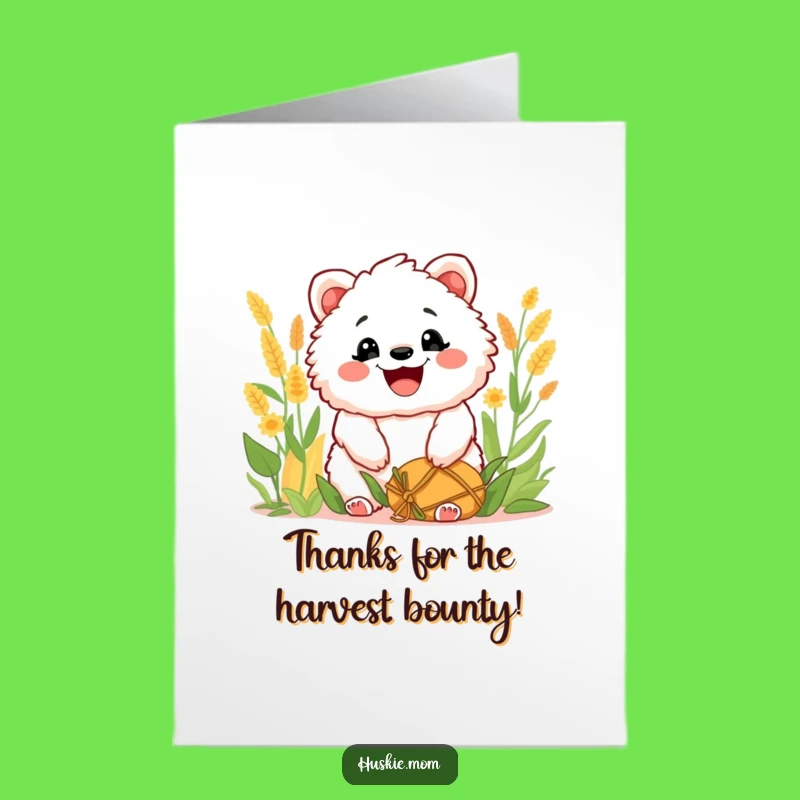 Free Printable Thank You Card: Grinning Fluffy Animal Harvest Gratitude Downloadable Gift