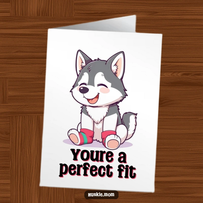 Funny Free Printable thank you card featuring a husky lady giggling happily while wearing a delightful pair of mismatched colorful socks.