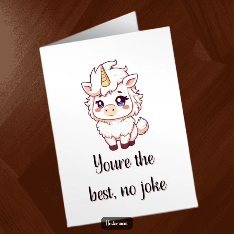 Funny Free Printable Thank You Card: Fluffy animal tossing its mane proudly, conveying thanks with a mischievous wink.