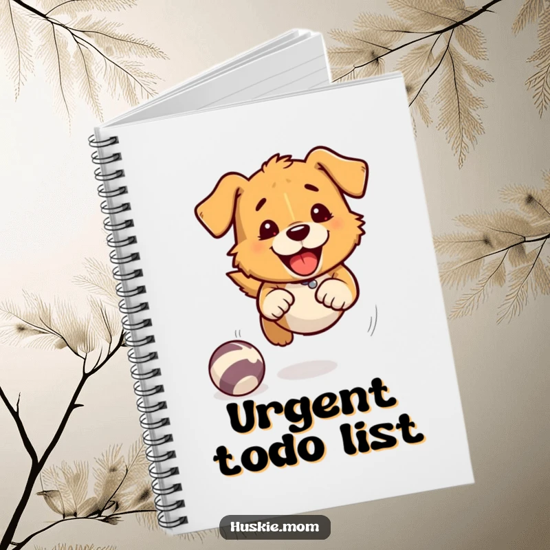 Fast Chasing Dog Notebook: A dog playfully chases a ball with speed lines, perfect for jotting down active thoughts.