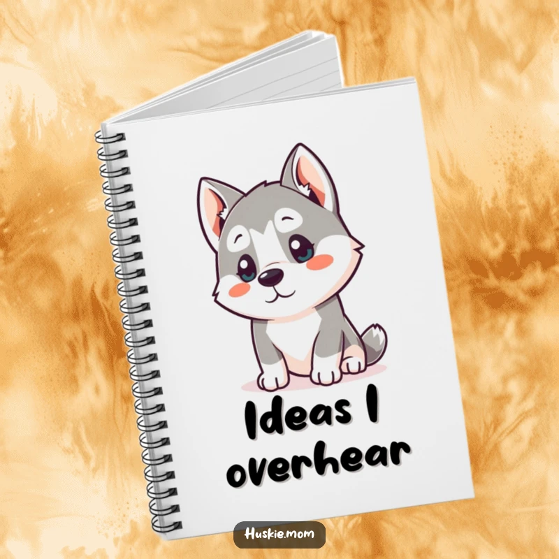 Funny Kawaii Husky Notebook: A cute husky tilts its head listening intently, perfect for journaling attentive thoughts.
