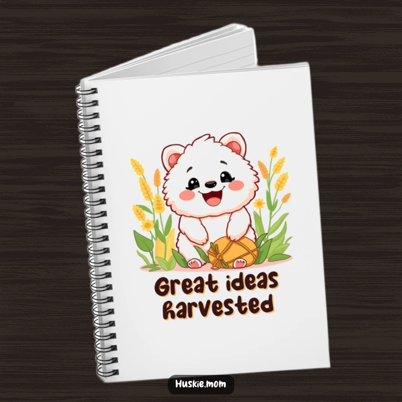 Funny Notebook: Journal with a cover showing a fluffy animal grinning after a harvest, perfect for notes, ideas, and success stories.
