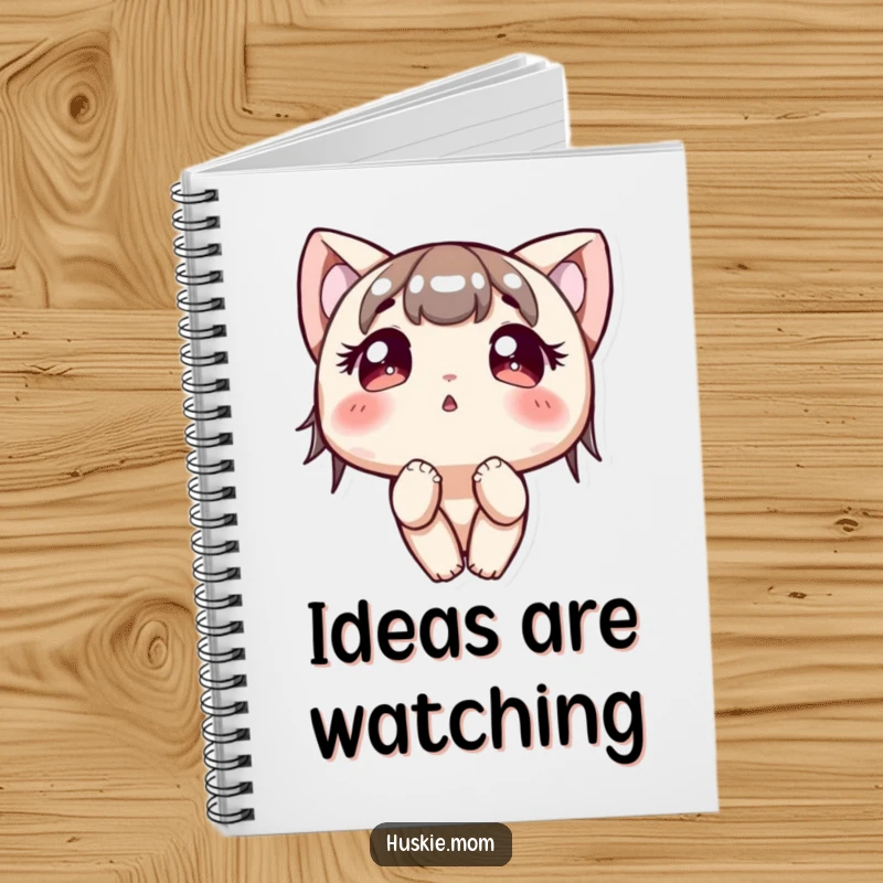 Funny Notebook: A character with large, bright, curious eyes looks upwards, perfect for capturing your own wonderful thoughts.