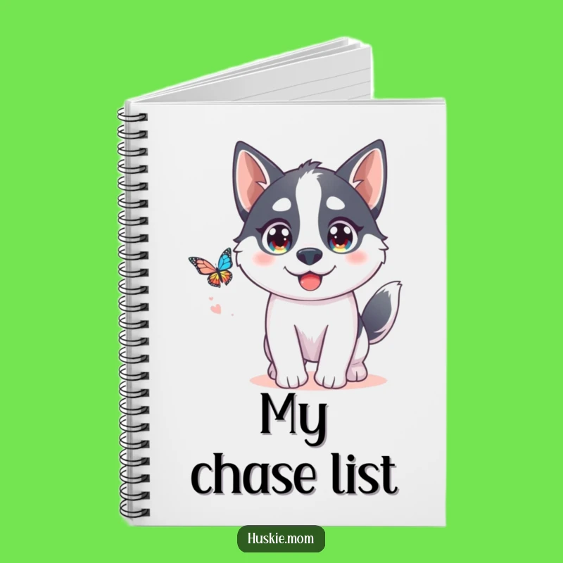 Funny Kawaii Husky Notebook: Butterfly Chase Journal Gift!