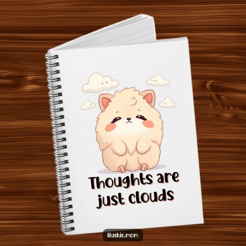 Funny Notebook: Journal with a cover showing a fluffy animal peacefully watching clouds, perfect for notes and creative thoughts.