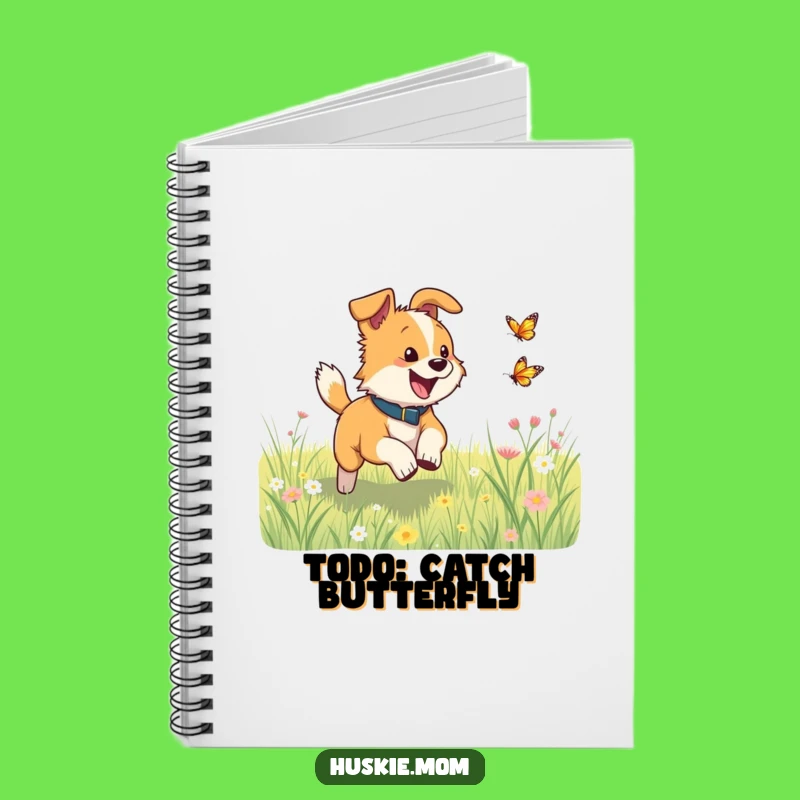 Funny Dog Adventure Journal: Butterfly Chase Notebook, Energetic Funny Gift