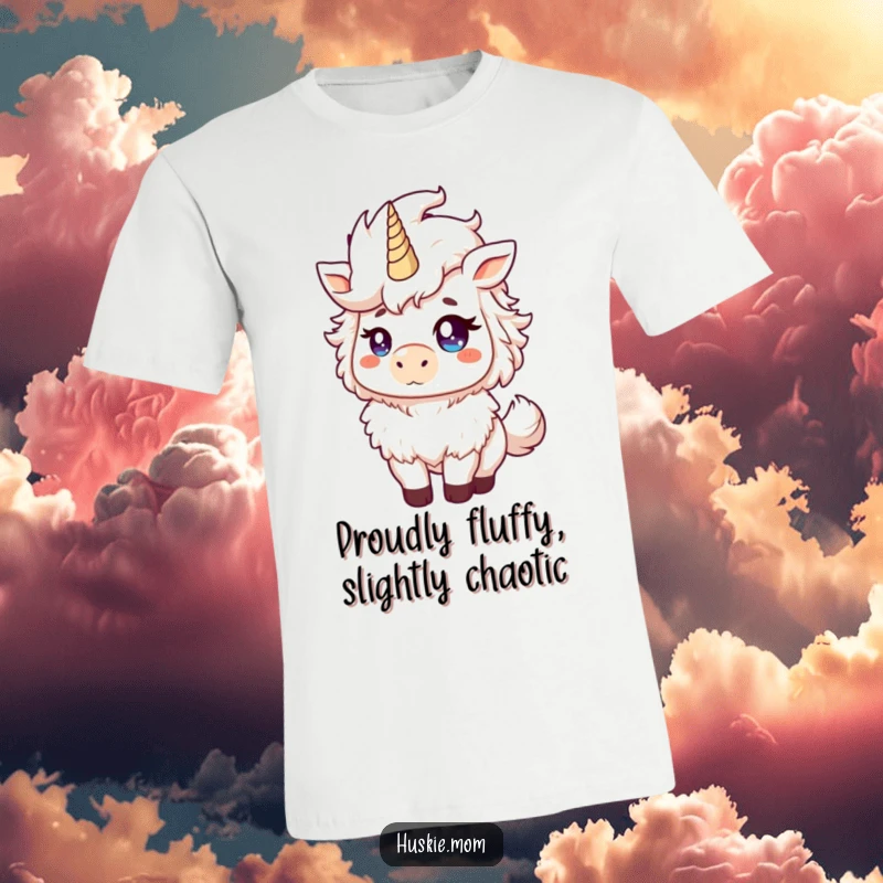 Funny Fluffy Animal T-Shirt depicting a proud beast with a mischievous glint tossing its mane, a great funny gift.