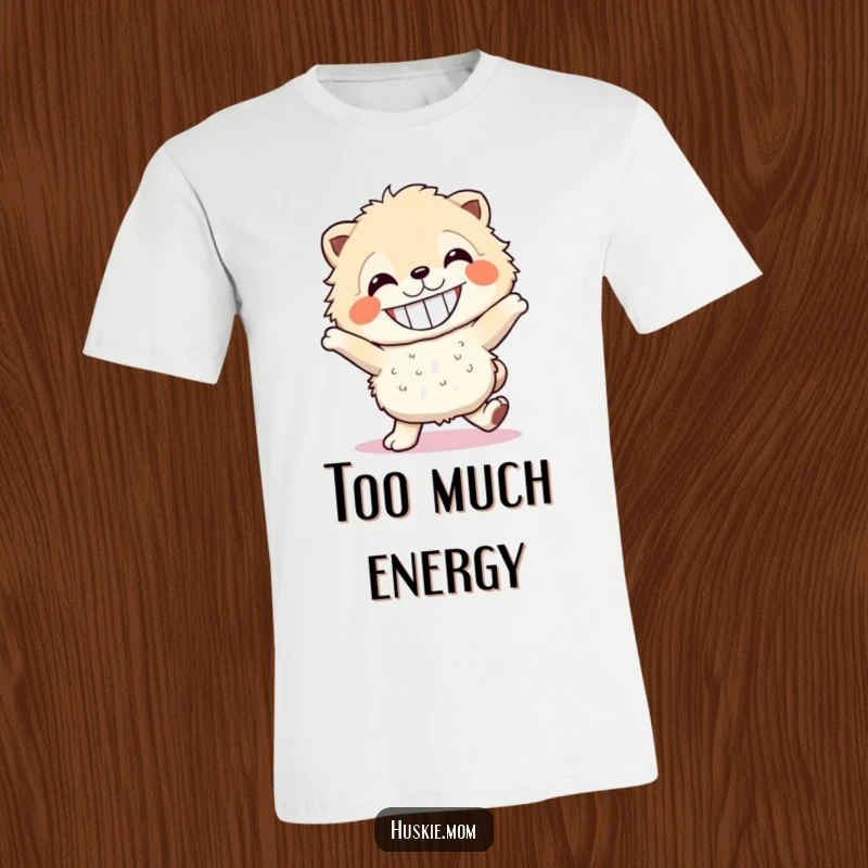 Funny fluffy dancer t-shirt showing a creature with a big grin dancing energetically, ideal for energetic people and as a gift.