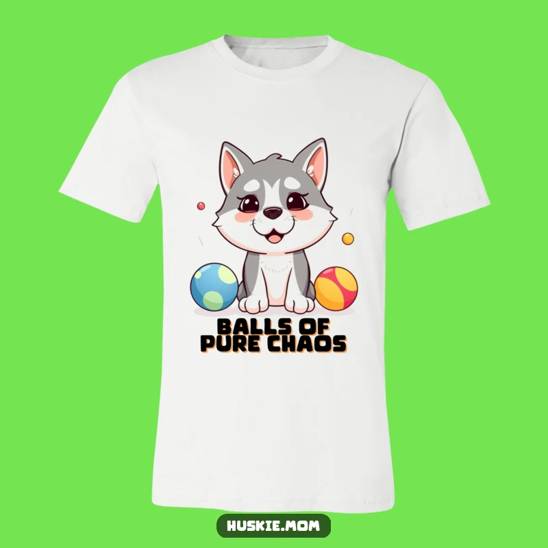 Funny Husky Juggler T-Shirt: Silly Pup's Attempt Makes a Hilarious Funny Gift