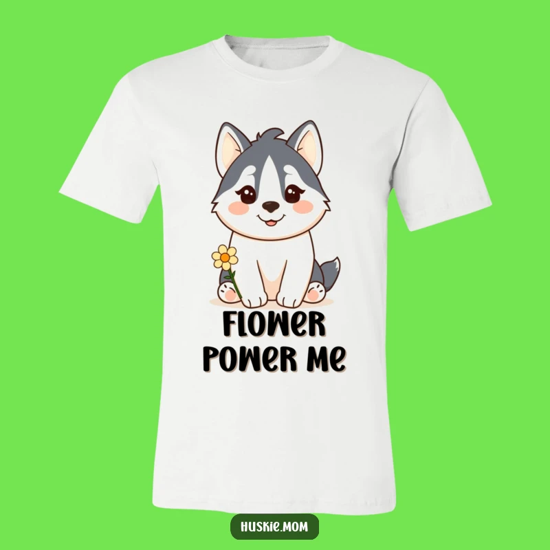 Funny Kawaii Husky Flower T-Shirt: Cute & Happy Pup Tee!