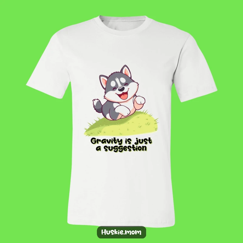 Funny Puppy Tumble T-Shirt: Gleeful Husky's Hilarious Fall is a Perfect Funny Gift