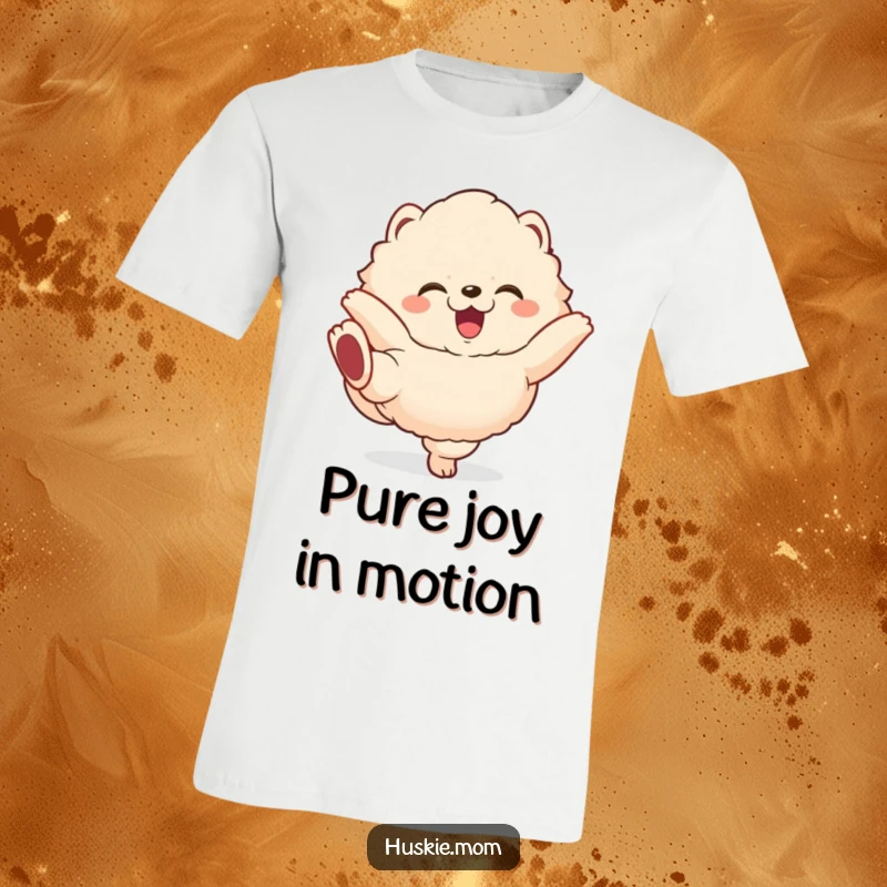 Funny fluffy animal t-shirt featuring a gleeful creature comically kicking its legs in a display of pure happiness.