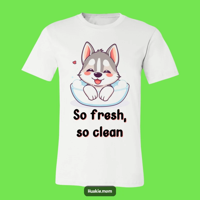 Funny Kawaii Husky Bath T-Shirt: Relaxing Sigh Humor Gift