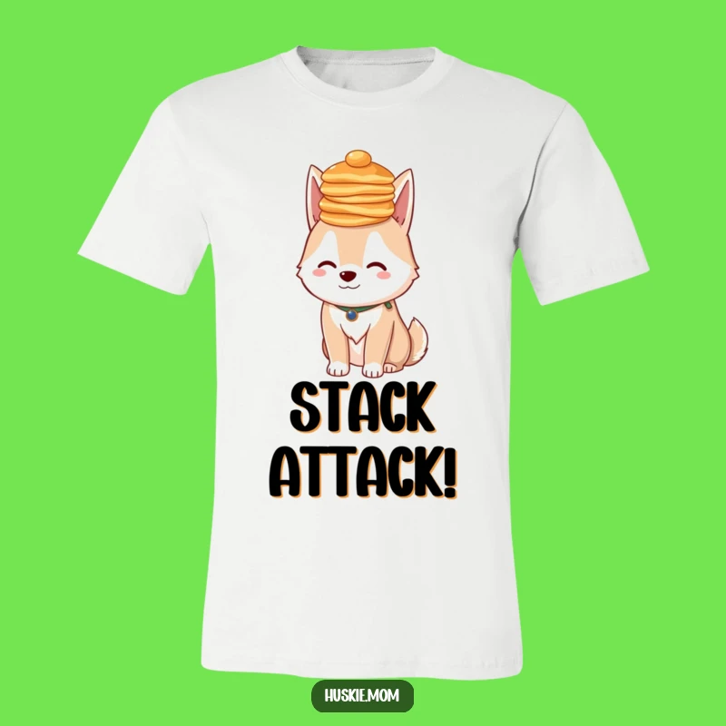 Funny Fluffy Husky Pancakes T-Shirt - Whimsical Lady Tee, Breakfast Lover Gift