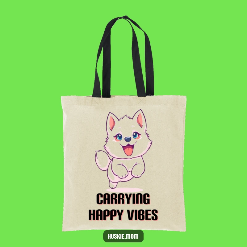 Funny Husky Puppy Tote Bag: Carry Joy with Floppy Ear Pup, Ideal Humorous Gift