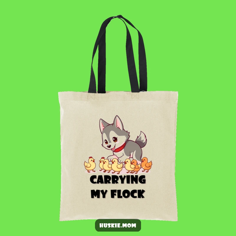 Funny Husky Lady Chicken Herding Tote Bag: Cute Chaos, Farm Style Accessory